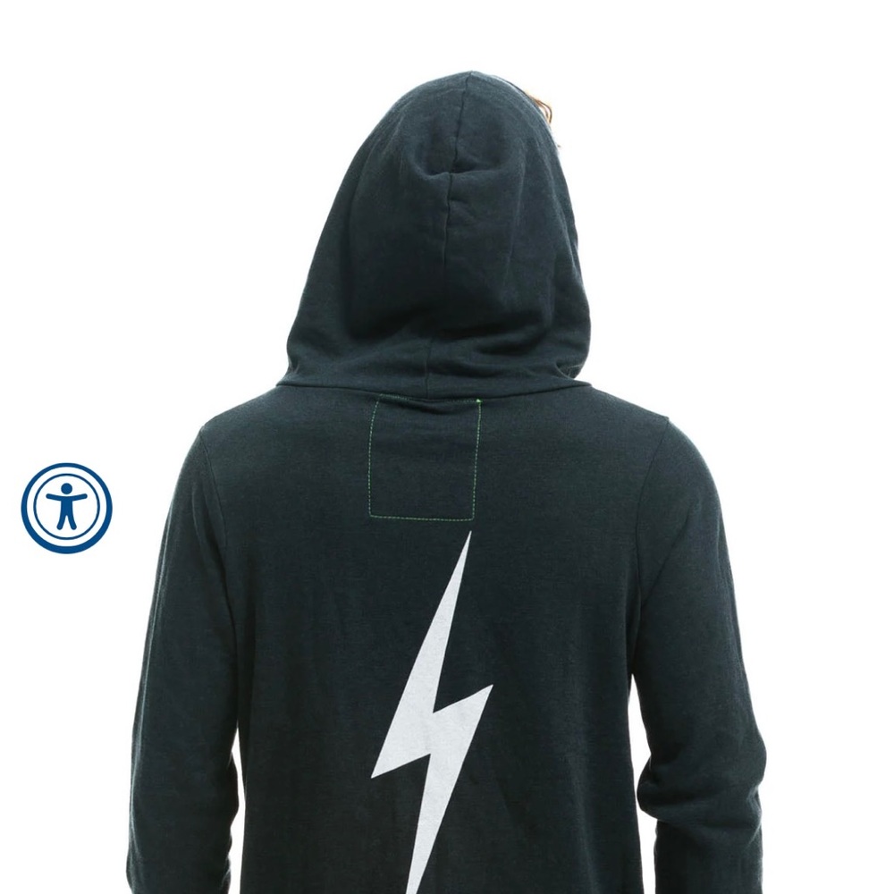 Aviator Nation, BOLT FULL ZIP HOODIE, Charcoal Black, Size Large